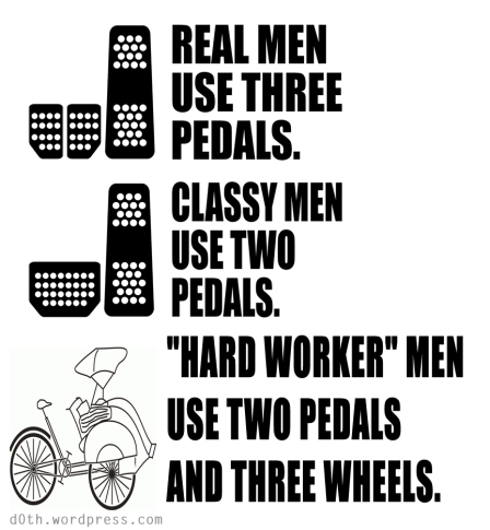 real man use three pedals